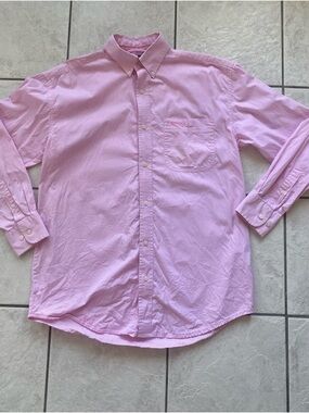 Wrangler Mens M Pink Check Tough Enough To Wear Pink Button Down Shirt 23.5x31.5